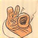 Icona a forma di mani che creano un oggetto, simbolo di artigianato e lavoro manuale